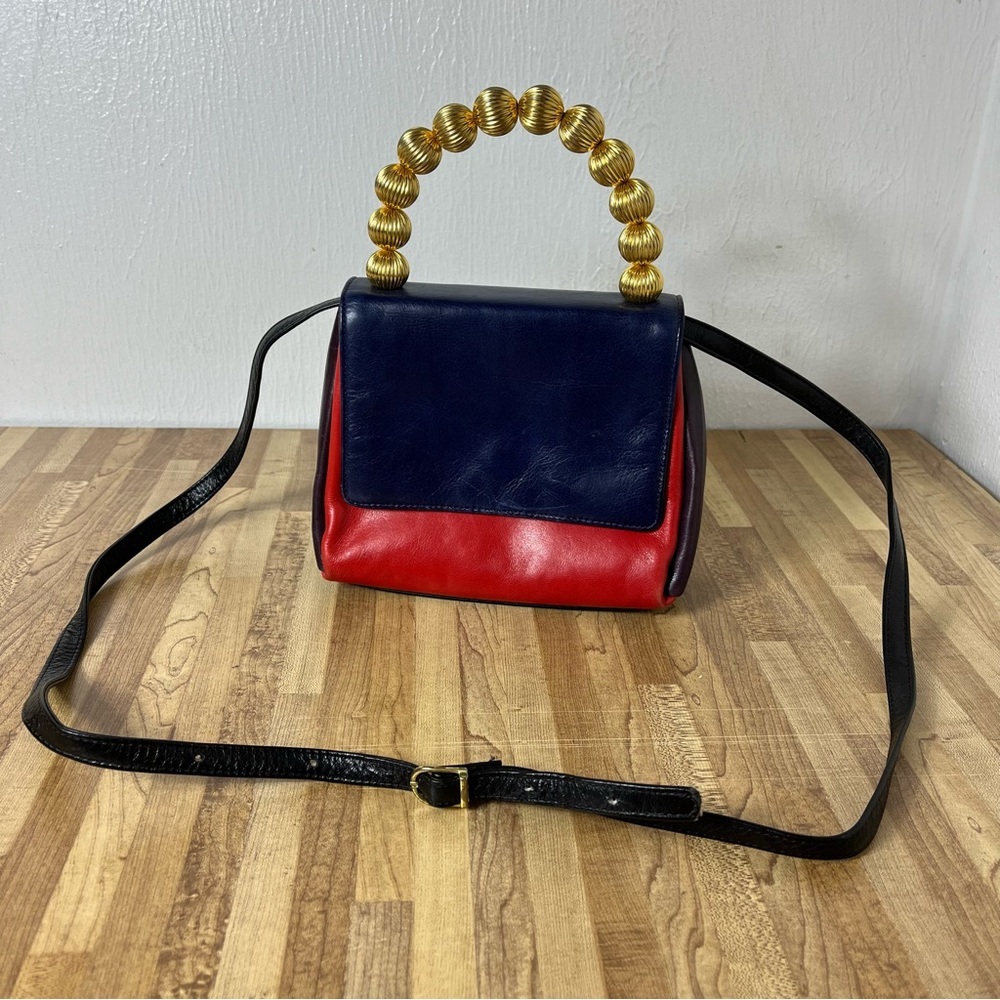Joseph B Exclusive New York Multicolor Satchel Bag Gold Top Handle Crossbody
